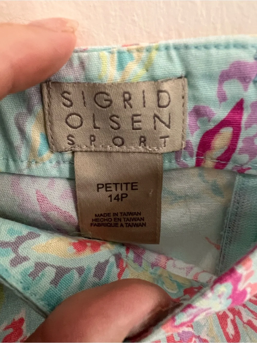 Ladies 14P Sigrid Olsen Aqua Floral Dress 36” long